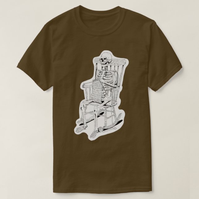 T-shirt Tricot Squelette dans chaise à roche (Design devant)