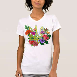 T-shirt trident tryzub de l'héraldique ukrainienne fleurs