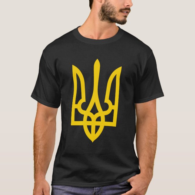 T-shirt Trident ukrainien jaune Tryzub (Devant)