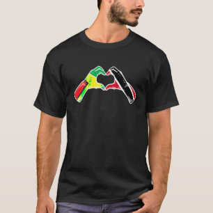 T-shirt Trinité-Et-Tobago Guyana Drapeau Heart Mix Heritag