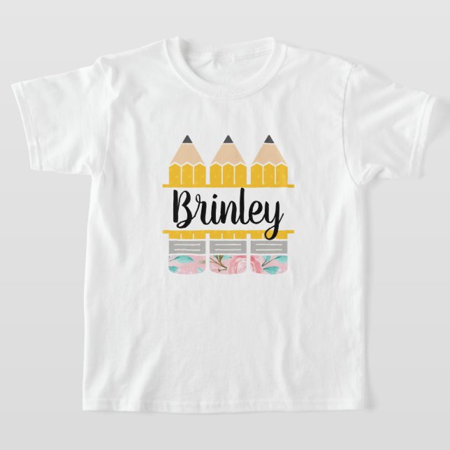 T-shirt Trio au crayon floral personnalisé (Poser)