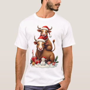 T-shirt Trio de vaches des Highlands de Noël vintage, conc