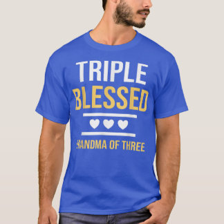 T-shirt Triple Blessed Grandma Of Three Grandkids Grandmot