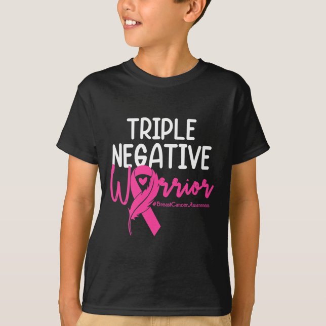 T-shirt Triple Négatif Warrior Rose Ribbon Breast Cancer (Devant)