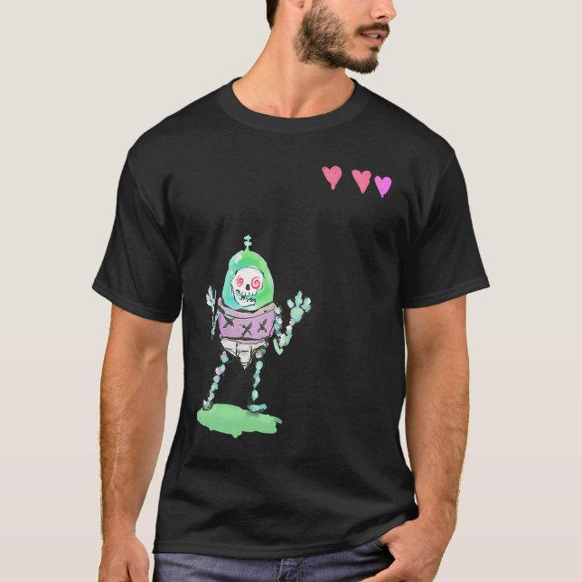 T-shirt Triple X Skeleton Robot With Life Hearts (Devant)