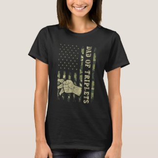 T-shirt Triplet Papa Hommes Papa De Triplets Camo American