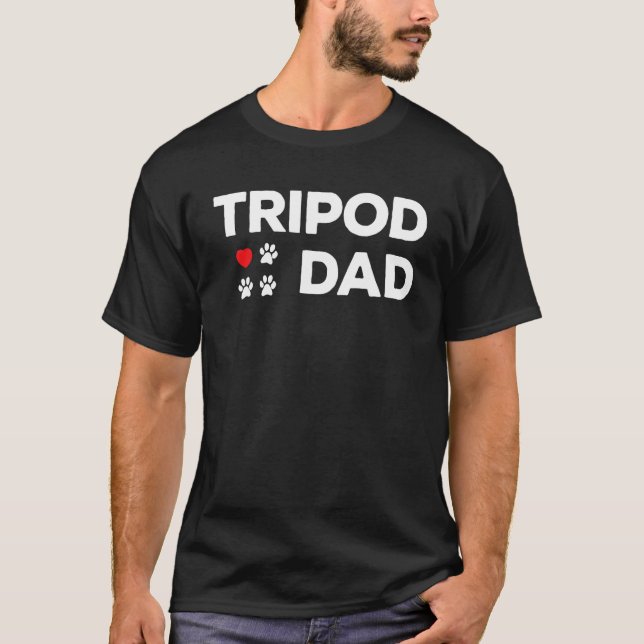 T-shirt Tripod Papa 3 pattes Chien Paw Amputee Love and He (Devant)