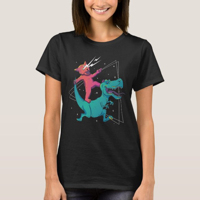 T-shirt Trippy Cat et T-Rex (Devant)