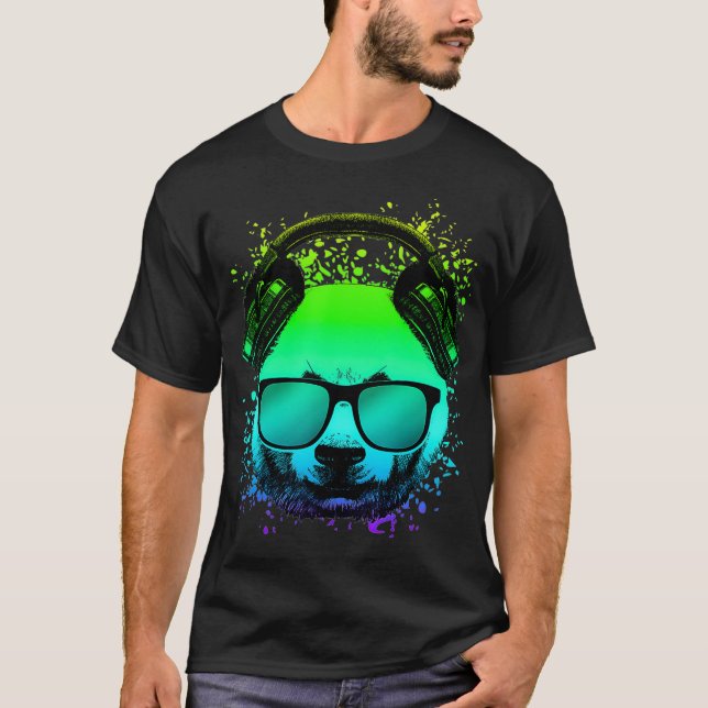 T-shirt Trippy DJ Bear Ravers cadeaux Techno House Panda (Devant)