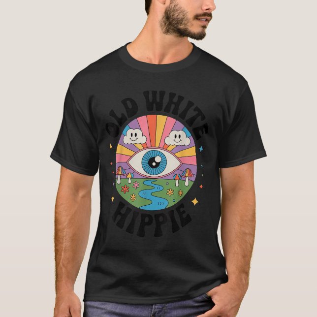 T-shirt Trippy Old White Hipe Retro Psychedelic Art  (Devant)