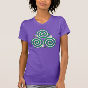 T-shirt Triskee imbolc blanc et vert avec snowdrops