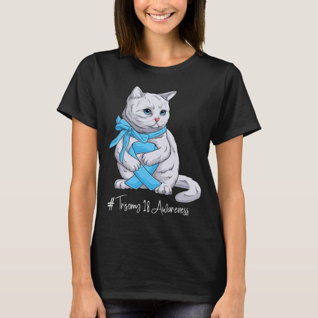 T-shirt Trisomie 18 Mois de sensibilisation Bleu clair Rib (Devant)
