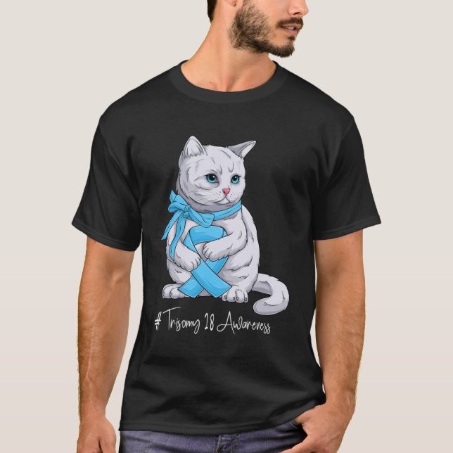 T-shirt Trisomie 18 Mois de sensibilisation Bleu clair Rib (Devant)