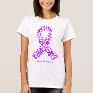 T-shirt Trisomy 18 Sensibilisation Ribbon Support Cadeaux