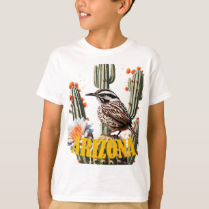 T-shirt Troglodyte des cactus d'Arizona entouré de fleurs