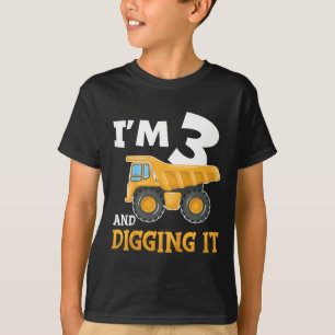 T-shirt Trois 3 ans 3ème anniversaire garçon construction 