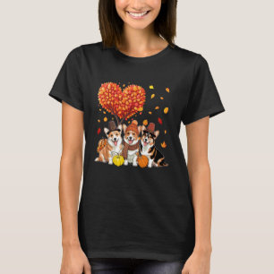 T-shirt Trois adorables corgis d'Action de grâce arbre d'a