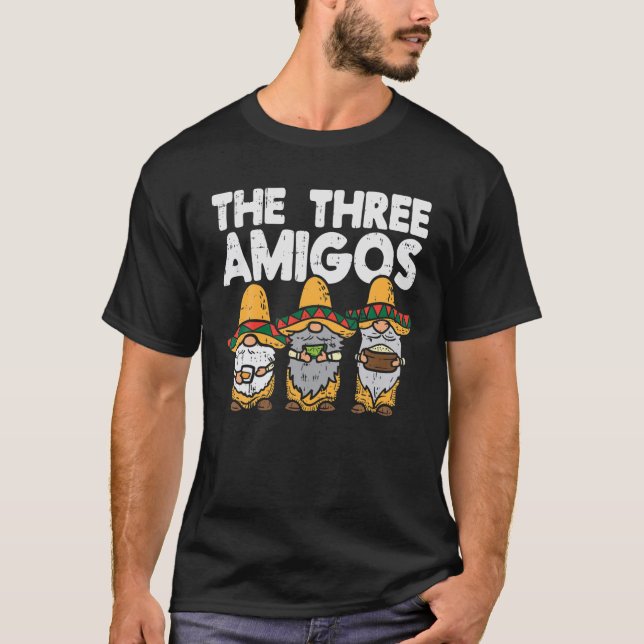 T-shirt Trois Amigos Mexicains Gnomes Cute Cinco De Mayo F (Devant)