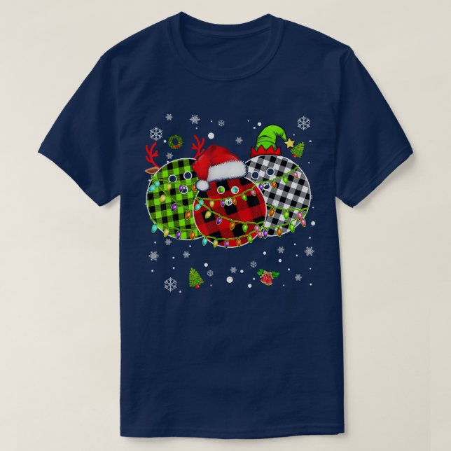 T-shirt Trois balles de bowling Plaid Joueur de Noël (Design devant)