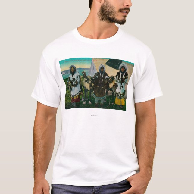 T-shirt Trois beautés et traîneaux esquimaux ReindeerState (Devant)