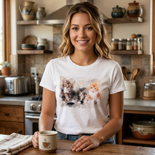 T-shirt Trois beaux et mignons chatons aquarelle