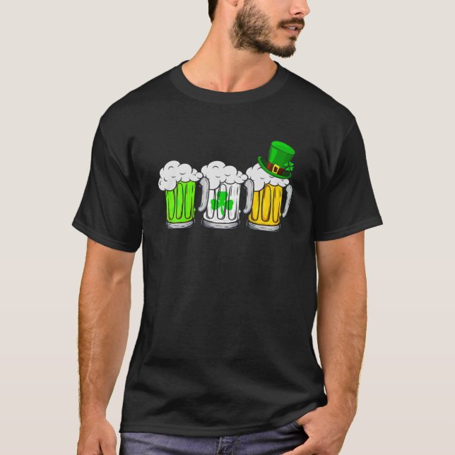 T-shirt Trois Beer Mugs Irlandais Jour de la Saint Patrick (Devant)