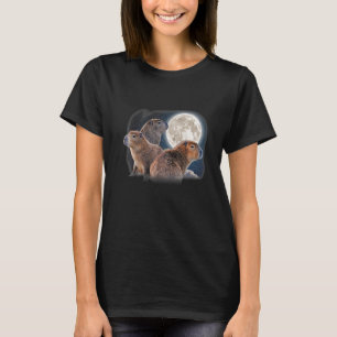 T-shirt Trois Capybaras et la lune amusant Capybara Humour