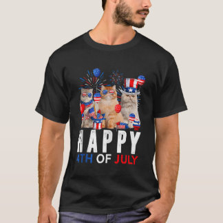 T-shirt Trois Chat Happy 4 juillet Balloon Lover Indépenda