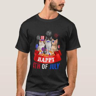 T-shirt Trois Chat Happy 4 juillet Balloon Lover Indépenda