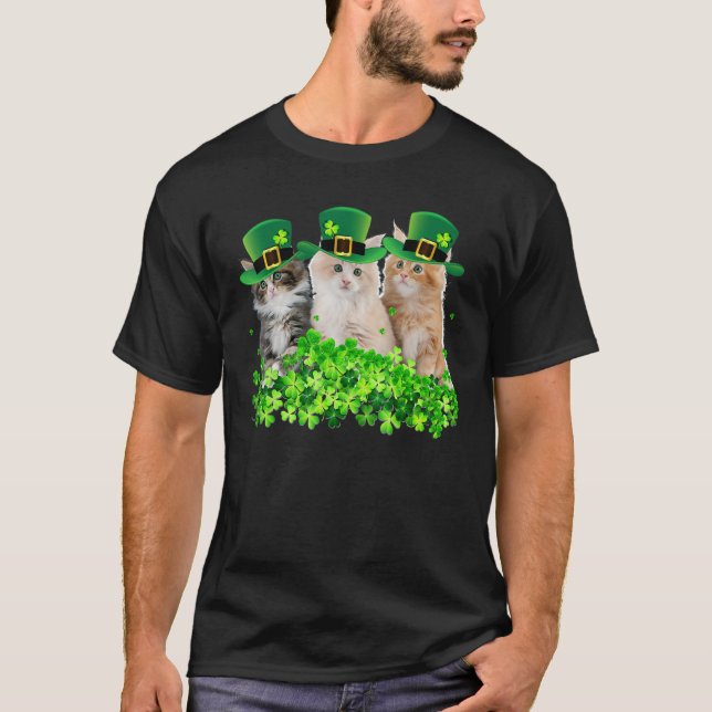 T-shirt Trois Chat Jour de la Saint Patrick Kitty Kitten L (Devant)