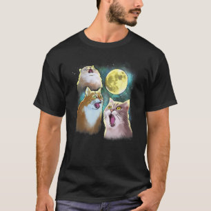 T-shirt Trois Chat Lune 3 Loups Parodie Drôle