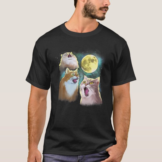 T-shirt Trois Chat Lune 3 Wolfs Funny Parodie (Devant)
