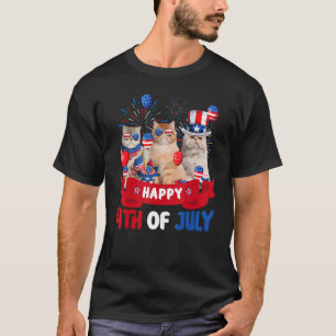 T-shirt Trois chat persan heureux 4 juillet ballon Indépen