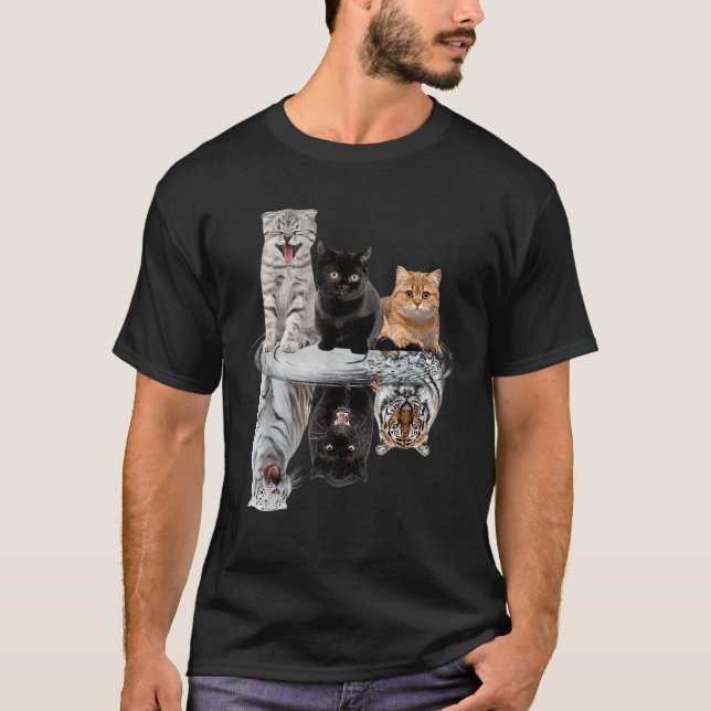 T-shirt Trois chats chatons réflexion Tiger Puma Leopard T (Devant)