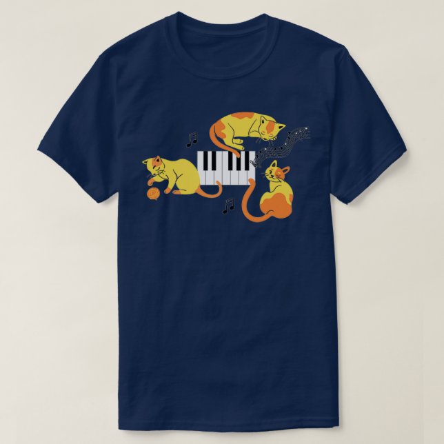T-shirt Trois chats de piano (Design devant)