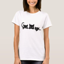 T-shirt Trois Chats Noirs qui regardent, Maman de