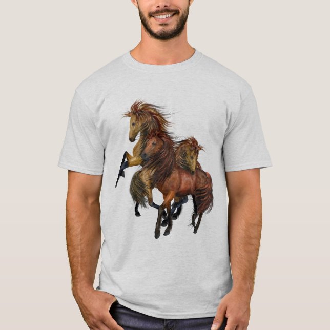 T-shirt Trois Chemise Stallions Sauvages (Devant)