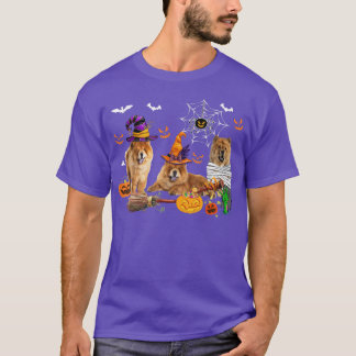 T-shirt Trois Chiens Chow Chow Sorcière Halloween maman Ef