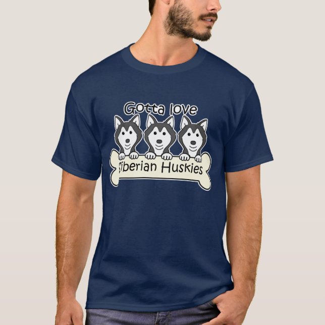 T-shirt Trois chiens de traîneau sibériens (Devant)