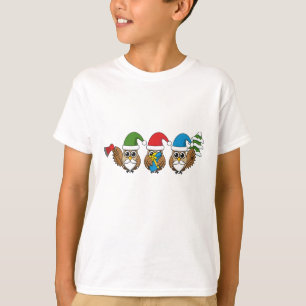 T-shirt Trois chouettes naines de Noël amusantes