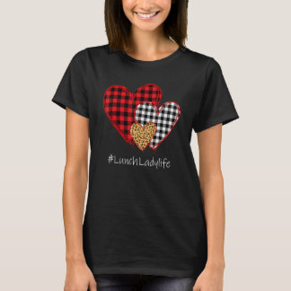T-shirt Trois cœurs à carreaux de buffle Dame de déjeuner 