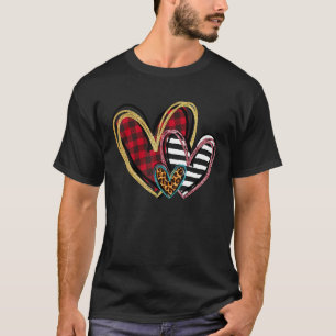 T-shirt Trois Coeurs Leopard Buffalo Plaid Valentine's day