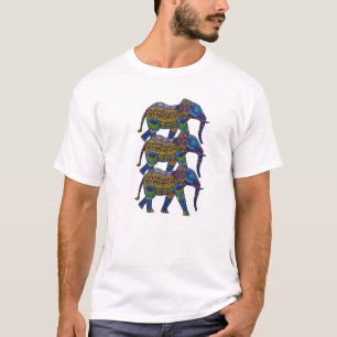 T-shirt Trois éléphants colorés en mosaïque