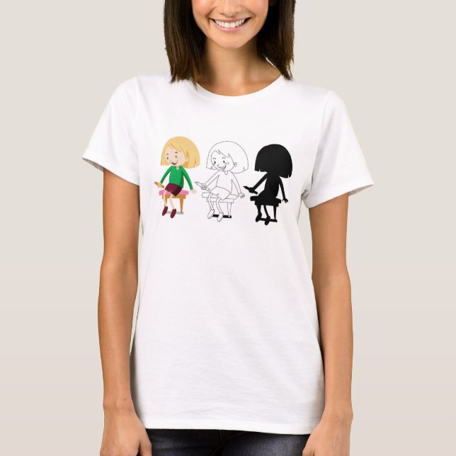 T-shirt Trois femmes Tee - shirt assise (Devant)