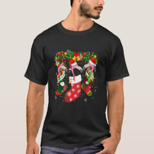 T-shirt Trois Flamants roses En Sock Noël mignonne Santa H
