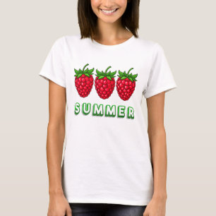 T-shirt Trois framboises élégamment dessinées en couleurs