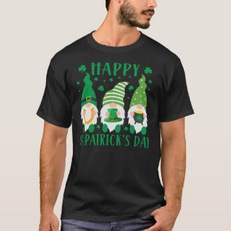 T-shirt Trois Gnomes Lucky Shamrock St Patrick's Day Irlan