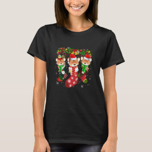 T-shirt Trois Guinéens Cochon En Sock Noël Santa Hat Lover