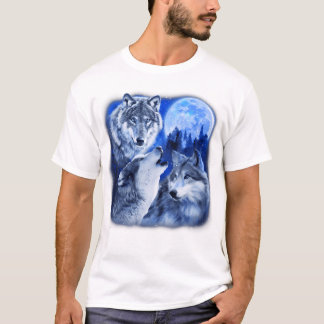 T-shirt Trois Loups 3 Loups Gris Qui hurlent Au Sauvage Lu