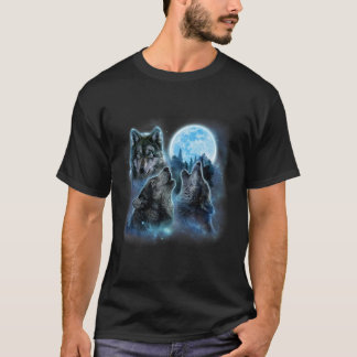 T-shirt Trois Loups hurlant sous la Pleine lune d'Icy, Lai